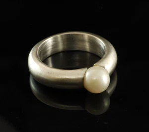 Ring 925 Sterling Silber Ring mit weiße Perle ca 6,5 mm Gr 53 - Bild 1 von 2