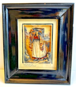 FRAMED & GLAZED OSBORNE IVOREX Plaque - Cornish Fish Wife "Unloading The Boats" - Picture 1 of 7
