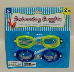 2 Pack Of Boys & Girls Swimming Goggles Dark Blue & Yellow Ages 5+ NIP - Picture 1 of 1