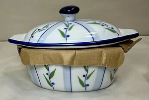 Cook Street 3-piece Porcelain Baby Butter Boat Blueberry Floral Vine 6" - Picture 1 of 7
