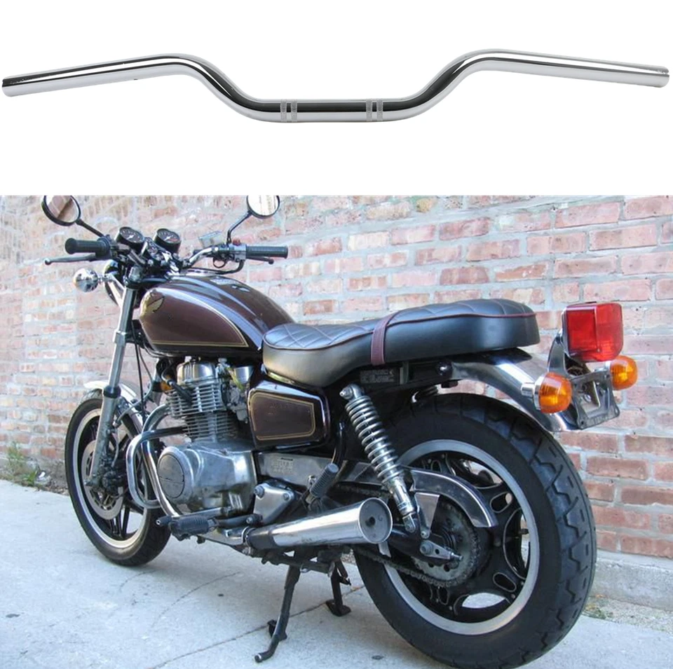 Manillar de moto 7/8" 22mm barras de arrastre cromadas para Honda CM 250 400 450 personalizado Foto 1 de 4