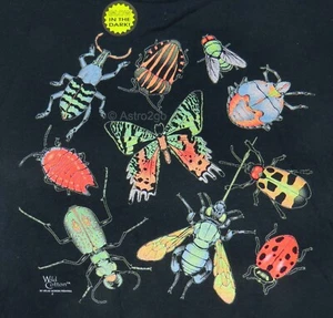 BUG GLOW-Butterfly Beetles Ladybug Wasp Fly Insects Nature Kids T Shirt sz S,M - Picture 1 of 2