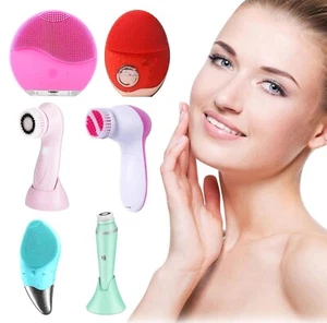 Electric Silicone Smart Facial Cleaning Scrub Brush Massager Sonic Vibration - Picture 1 of 11