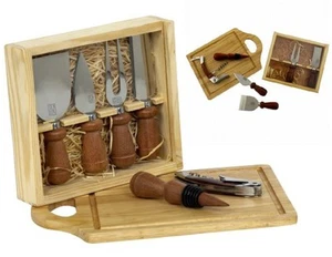 8-pc CHICAGO CUTLERY Rosewood WINE & CHEESE SET Fork Knives Corkscrew Cut Board - Picture 1 of 1