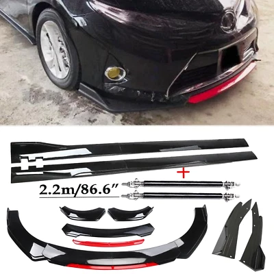 Front Bumper Lip Splitter Spoiler Side Skirt Glossy Black For Toyota Corolla Foto 1 de 4