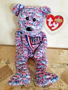 TY Beanie Baby "USA" Bear - with tag protector - NEW - FREE SHIPPING! - Picture 1 of 3