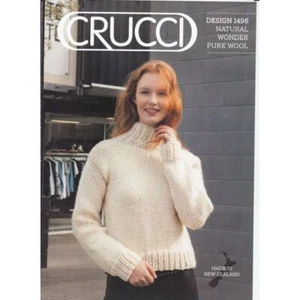 Crucci Knitting Pattern 1496, High Neck Sweater, Designed for 18 Ply Pure Wool - Imagen 1 de 1