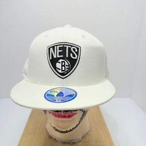 Adidas NBA Brooklyn Nets Fitted Hat Cap White Black Logo Size 7 3/4 - Picture 1 of 10