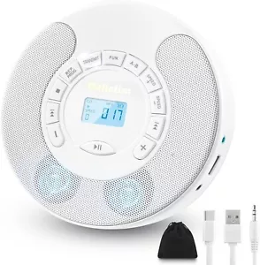 Portable CD Player with Bluetooth - Rechargeable Walkman for Car - Built-in Spea - Picture 1 of 7