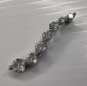 DL 925 Sterling Silver Retro Charm Pendant Ascending CZ Diamonds Waterfall - Picture 1 of 9