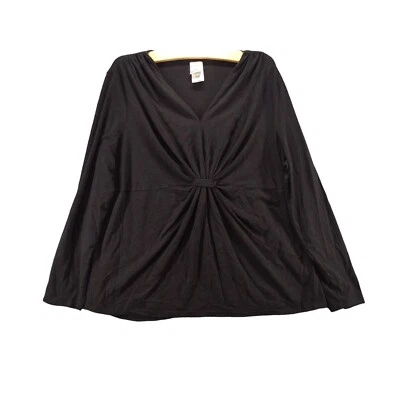 JMS Just My Size Women's Knit Top Plus Size 1X Long Sleeve Black Polyester Blend - Image 1 of 4