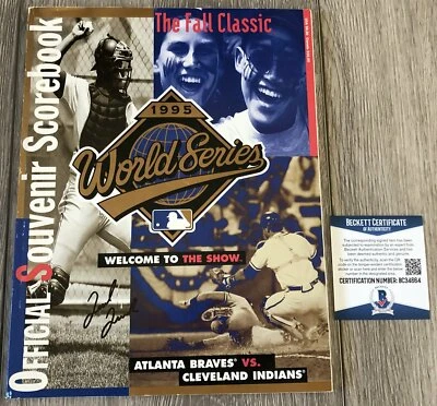 TED TURNER SIGNED ATLANTA BRAVES 1995 WORLD SERIES PROGRAM & BECKETT BAS COA - Image 1 of 3