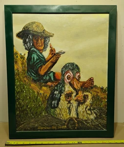 Pintura al óleo sobre lienzo Funky Baltimore arte popular artista Sheridan 2000 vintage - Imagen 1 de 8