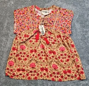 Savanna Jane Floral Embroidered Peasant Top Women’s Small Bohemian Fairycore - Picture 1 of 8