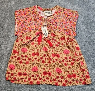Savanna Jane Floral Embroidered Peasant Top Women’s Small Bohemian Fairycore  - Image 1 of 4