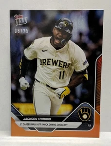 2025 Topps Now #406 Jackson Chourio Milwaukee Brewers ORANGE Foil Parallel 08/25 - Picture 1 of 1