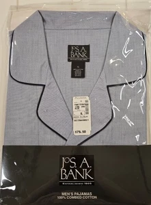 NEW Jos. A. Bank Men's Blue Solid 2 pc. Pajamas Size XL 100% Cotton Collared - Picture 1 of 3