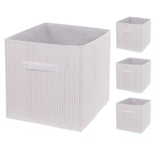 B-Ware 4er-Set Faltbox MCW-C21, Aufbewahrungsbox, Bambus 32x32x32cm, weiß - Bild 1 von 9