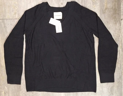 Suéter Pullover Para Mujer Lucky Brand Negro Cuello en V Manga Larga XS Dobladillo Acanalado Dividido Foto 1 de 4