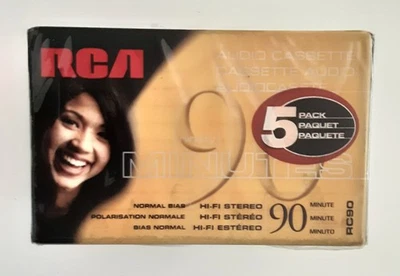 Lote de 5 cintas de casete de audio estéreo Hi Fi sesgo normal RCA 90 minutos selladas nuevas Foto 1 de 3