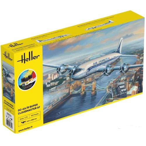 DC6 SUPER CLOUDMASTER AF STARTER KIT 1:72 Heller Kit Aerei Modellino Nuovo - Immagine 1 di 1