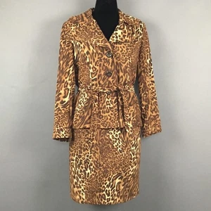 VTG Laura Scott Skirt Suit Womens Size 10 Brown Leopard Print Jacket Set 2 Piece - Bild 1 von 16