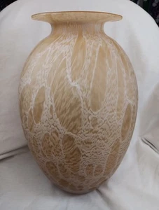 Azzurra Maestri Vetrai Vase 12.5" Tall Yellow Lace Mouth Blown Italian Art Glass - Picture 1 of 4