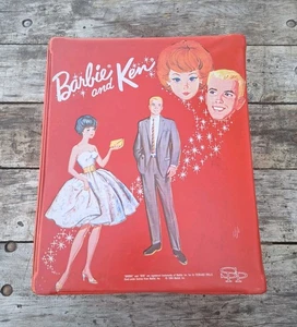 Vintage 1964 Barbie And Ken Red Toy Doll Double Carrying Case Trunk Mattel 60's - Picture 1 of 12