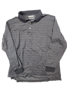 Daniel Cremieux Charcoal Gray & Red Stripe 1/4 Button L/ S Polo Men's Size Large - Picture 1 of 5