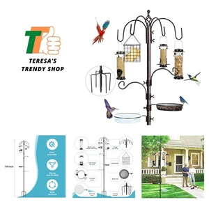 Vogelfutterstation Set mit 6 Haken, Wildvogelfutterhaus Ständerstange, Multifutterhaus Ki... - Bild 1 von 7