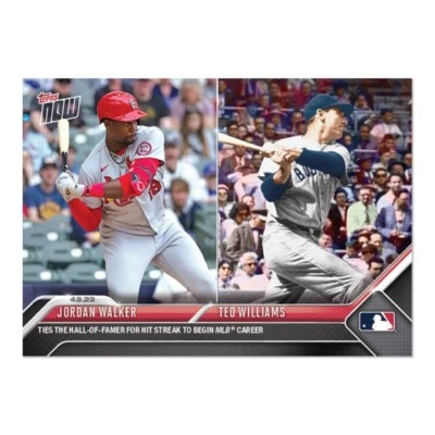 2023 Topps Now MLB #87 Jordan Walker Ted Williams Ties Hit Streak RC Presale - Image 1 of 4