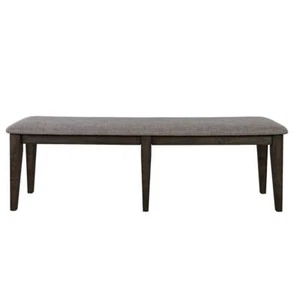 Pemberly Row 19" Farmhouse Wood/Linen Fabric Bench in Brown/Gray - Picture 1 of 4