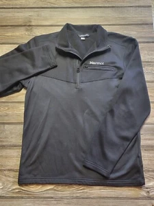 Marmot Black Quarter Zip Chest Zip Pocket Men's Size Large ☆See Pictures☆ - Picture 1 of 6