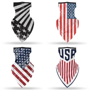 US flag Printed Half Face Masks Neck Long Triangle Scarf Motorcycle Bandana - Picture 1 of 9