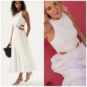 Vestido midi blanco pequeño Aje Catara con lentejuelas recortadas - Imagen 1 de 10