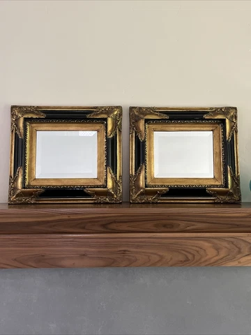 ANTIQUE BAROQUE MIRRORS Victorian Black & Gold Ornate (8x10 Mirror) 17 X 15” Cover