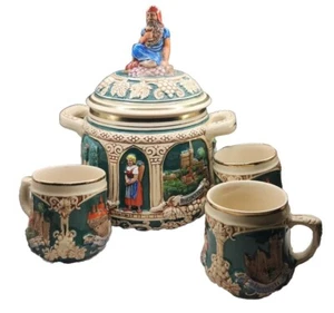 Vintage German Marzi & Remi Jar Bowl Drink Set With 3 Cups All W/ Makers Mark's - Picture 1 of 17