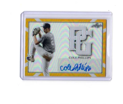 2021 Leaf Perfect Game Showcase Autographs Gold Rainbow Cole Phillips Auto 1/1 - Image 1 of 2