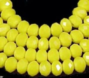 50 Czech Glass Faceted Rondelle Beads 4x3mm Opaque Yellow