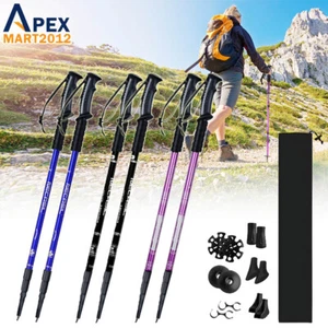2X Telescopic Walking Trekking Poles Nordic Hiking Sticks Collapsible Alpenstock - Picture 1 of 14
