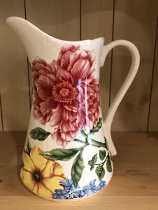 Pier 1 Imports Pitcher Floral Medley 9.5” Ironware NEW - Picture 1 of 8