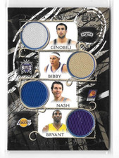 2006-07 Luxury Box Relics Quad #LBQR4 Ginobili Bibby Steve Nash Kobe Bryant /199