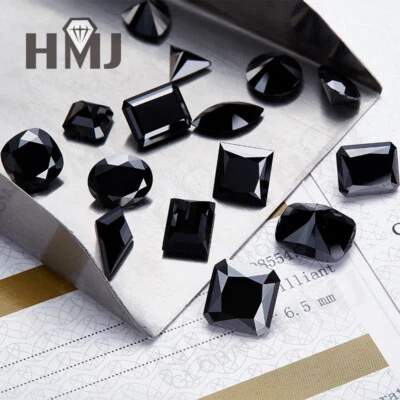 Black Loose Round Moissanite Multishape Heart Gem Stone W. GRA Certificate VVS1 - Image 1 of 4