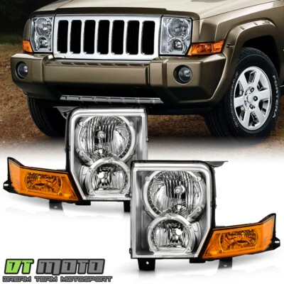 For 2006-2010 Jeep Commander Halogen Type Chrome Headlights Headlamps Left+Right Foto 1 de 4