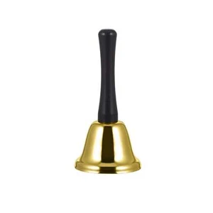 SANTA BELL Jingle Claus Wooden Handle Bells Rattles Christmas Xmas - Gold - Picture 1 of 2