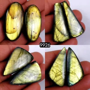 Lote de 4 pares de piedras preciosas cabujón labradorita natural de 264 quilates 40x20 32x20 mm #R-9926 - Imagen 1 de 3