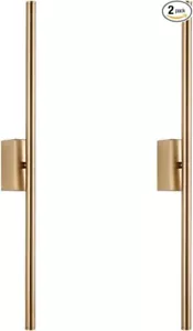 Set of 2 Hardwired Natural Light 4000K Bronze Gold Wall Sconce LED Modern Brass - Picture 1 of 5