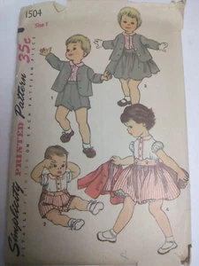 Jacket Skirt Blouse MISSING SHORTS Size 1 Simplicity 1504 Sewing Pattern VTG 50s - Picture 1 of 6