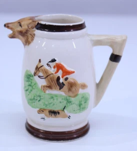 VTG Keele Street Pottery Creamer Horse Hunting Fox Head Spout Made England - Picture 1 of 10