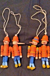 Pinocchio Wood Christmas Ornament 5 Inches to Paint lot of 4 - Picture 1 of 4